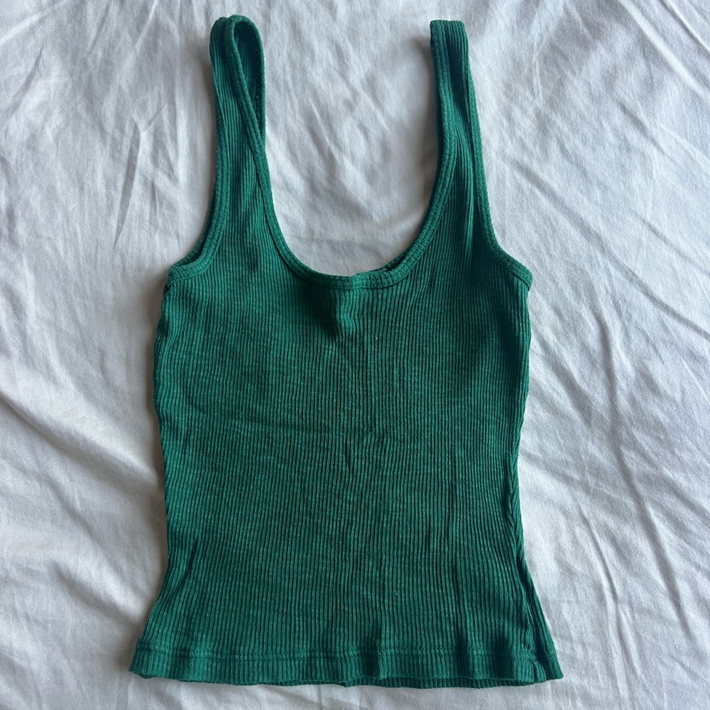 Emma & Sam Green Ribbed Tank Top